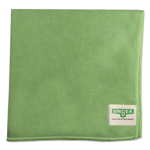 Cleaning Cloths & Wipes | Unger MF400 16 in. x 15 in. SmartColor Microfiber MicroWipes - Green (10/Pack) image number 0