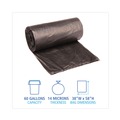 High-Density Trash Bags | Boardwalk V7658HKKR01 38 in. x 58 in. 60 gal. 14 mic High-Density Can Liners - Black (200/Carton) image number 3