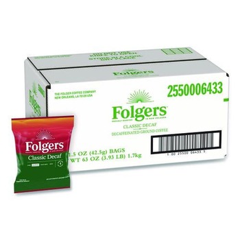 DECAFFEINATED | Folgers 2550006433 1.5 oz. Classic Roast Decaf Ground Coffee Fraction Packs (42/Carton)