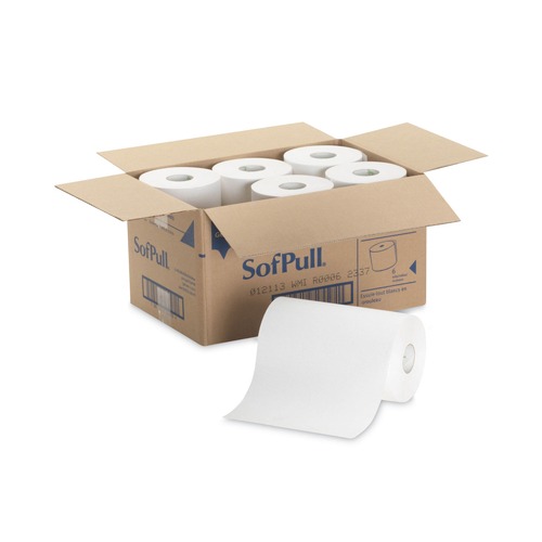 Perforated Roll & Hand Towels | Georgia Pacific Professional 26610 9 in. x 400 ft. 1-Ply Hardwound Nonperforated Paper Towel Roll - White (6 Rolls/Carton) image number 0