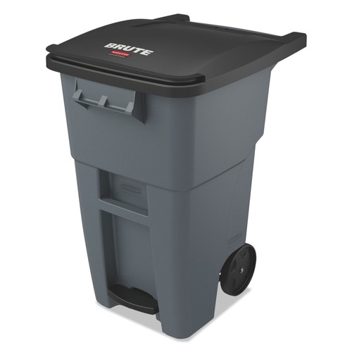 Indoor Waste Receptacles | Rubbermaid Commercial 1971956 50 Gallon Brute Step-On Rollouts - Metal/Plastic, Gray image number 0