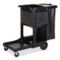 Perforated Roll & Hand Towels | Rubbermaid Commercial 1861430 12.1 in. x 22.4 in. x 23 in. 4 Shelves 1 Bin Plastic Executive Janitorial Cleaning Cart - Black image number 1