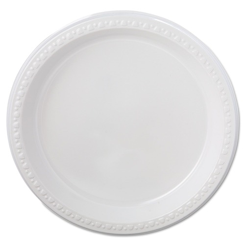 Plates | Chinet 81209 9 in. Heavyweight Plastic Plates - White (125/Pack, 4 Packs/Carton) image number 0