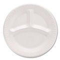 Plates | Dart 9CPWQR 3-Compartment 9 in. Diameter Mediumweight Foam Plates - White (125/Pack) image number 2