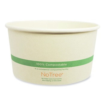 World Centric BO-NT-32W No Tree 5.9 in. Diameter x 3.1 in. h Wide Sugarcane Paper Bowls - Natural (300/Carton)