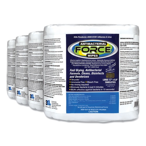 Cleaning Cloths & Wipes | 2XL 401-4 1-Ply 6 x 8 FORCE Disinfecting Wipes Refill - Unscented/White (4/Carton) image number 0