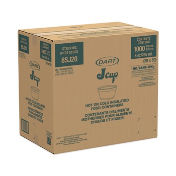 Dart 8SJ20 8 oz. Extra Squat Foam Container - White (50 Packs/Carton)
