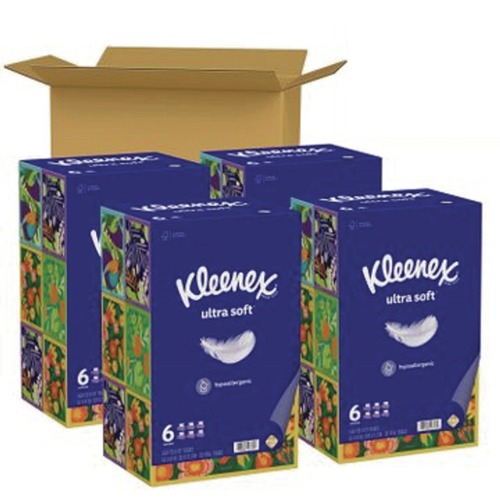 Facial Tissues | Kleenex 54317 3-Ply Ultra Soft Facial Tissue - White (4 Packs/Carton) image number 0