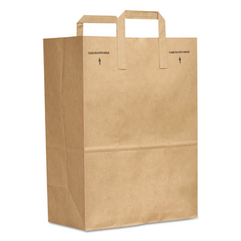 Ross & Wallace Paper Products 110513SP 12 in. x 7 in. x 17 in. 30 lbs. Capacity 1/6 BBL Attached Handle Grocery Paper Bags - Kraft (300/Bundle)