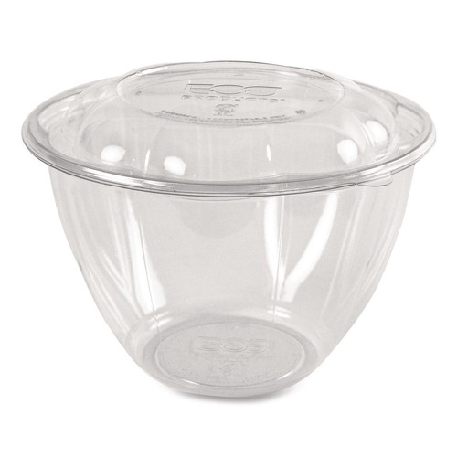 Perforated Roll & Hand Towels | Eco-Products EP-SB48 48 oz. Renewable and Compostable Plastic Salad Bowls with Lids - Clear (150/Carton) image number 0