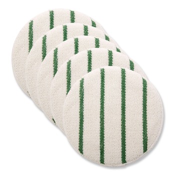 Rubbermaid Commercial FGP26900WH00 19 in. Diameter Low Profile Scrub-Strip Carpet Bonnet - White/Green (5/Carton)