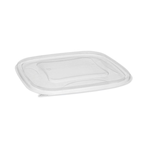 Food Containers & Lids | Pactiv Corp. SACLF07 EarthChoice 7.38 in. x 7.38 in. x 0.26 in. Square Recycled Bowl Flat Lid - Clear (300/Carton) image number 0