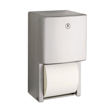 Bobrick B-4288 ConturaSeries 6.08 in. x 5.94 in. x 11 in. Two-Roll Tissue Dispenser - Stainless Steel