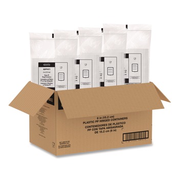 Dart 60PPHT1 6.31 in. x 6.31 in. x 3 in. ProPlanet Microwaveable Hinged Plastic Containers - Clear (300/Carton)
