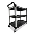 Carts | Rubbermaid Commercial FG342488BLA 18-5/8 in. x 33-5/8 in. x 37-3/4 in. Three-Shelf Economy Plastic Cart - Black image number 2
