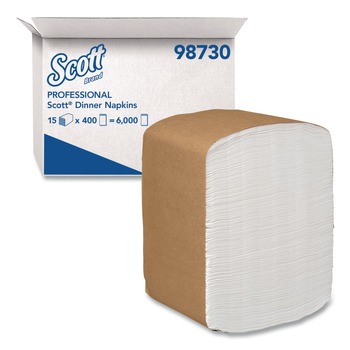 TABLETOP | Scott 98730 12 in. x 17 in. 1-Ply Full-Fold Dispenser Napkins - White (6000/Carton)
