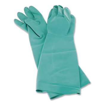 RESTAURANT EQUIPMENT | San Jamar 19NUM 21 in. Long Nitrile Dishwashing Gloves - Medium/Green (1-Pair)
