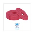 Floor Pads-Cleaning, Buffing & Polishing | Boardwalk BWK4012RED 12 in. Diameter Buffing Floor Pads - Red (5/Carton) image number 3