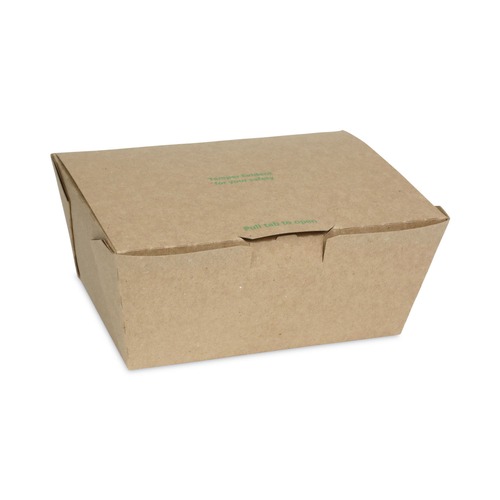 Food Containers & Lids | Pactiv Corp. NOB03KECTE 6.54 in. x 4-1/2 in. x 3.25 in. EarthChoice Tamper Evident OneBox Paper Box - Kraft (160/Carton) image number 0