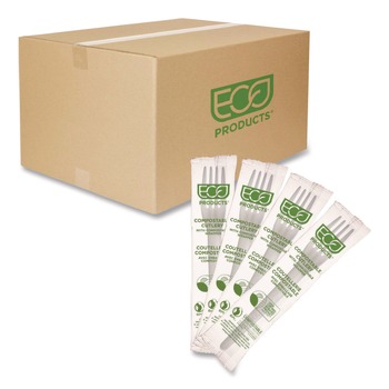 Eco-Products EP-S017-W Individually Wrapped Plantware CPLA Cutlery Fork - White (1000/Carton)