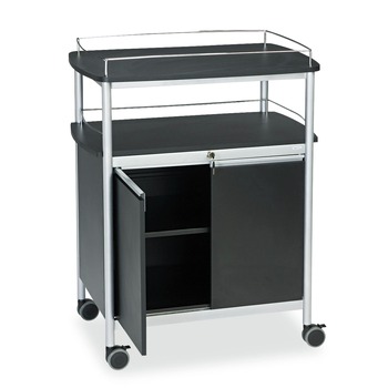 REFRESHMENT STATIONS | Safco 8964BL 33.5 in. x 21.75 in. x 43 in. 4 Shelves Plastic Mobile Beverage Cart - Black
