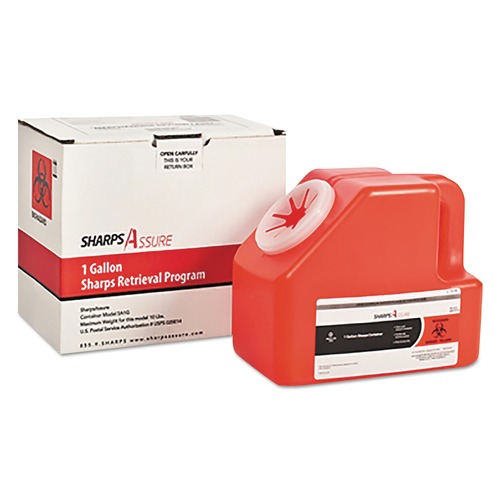 Safety Storage | Sharps Assure SC1G424A1G Sharps 1-Gallon Cardboard/Plastic Retrieval Program Containers - Red (1/Box) image number 0