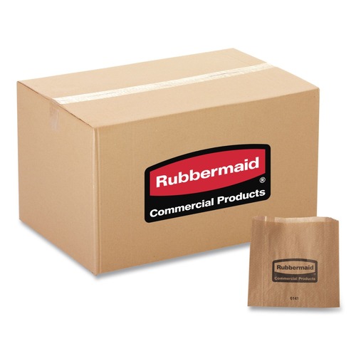 Feminine Care Dispenser Liners | Rubbermaid Commercial FG6141000000 2.75 in. x 8.5 in. Waxed Napkin Receptacle Liners - Brown (250/Carton) image number 0