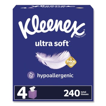 Kleenex 54308 Ultra Soft 3-Ply Facial Tissue - White (12/Carton)