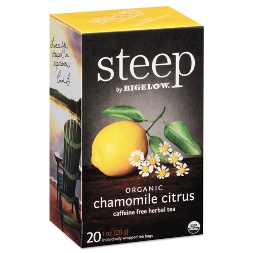 Tea | Bigelow RCB17707 1 oz. Tea Bag Steep Tea - Chamomile Citrus Herbal (20/Box) image number 0