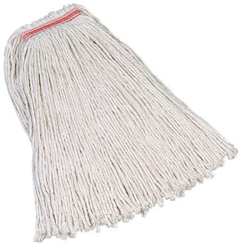 Mop Heads | Rubbermaid Commercial FGF11900WH00 32 oz. Premium Cut-End Cotton Mop - White/Orange (12/Carton) image number 0