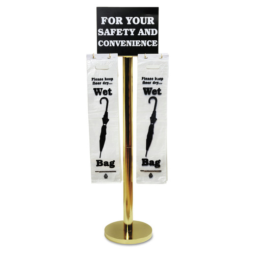 Clothes Racks | Tatco 57029 16 in. x 12 in. x 54.5 in. Wet Umbrella Bag Stand - Brass/Black/White image number 0