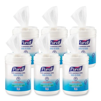 PURELL 9031-06 6 in. x 7 in. Unscented Alcohol Formula Hand Sanitizing Wipes - White (6 Canisters/Carton)