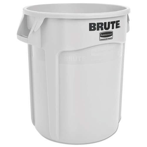 Indoor Waste Receptacles | Rubbermaid Commercial FG262000WHT 20 gal. Plastic Vented Round Brute Container - White image number 0