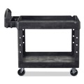 Carts | Rubbermaid Commercial FG450088BLA 17.13 in. x 38.5 in. x 38.88 in. 500 lbs. Capacity 2 Lipped Shelves Heavy-Duty Plastic Utility Cart - Black image number 2