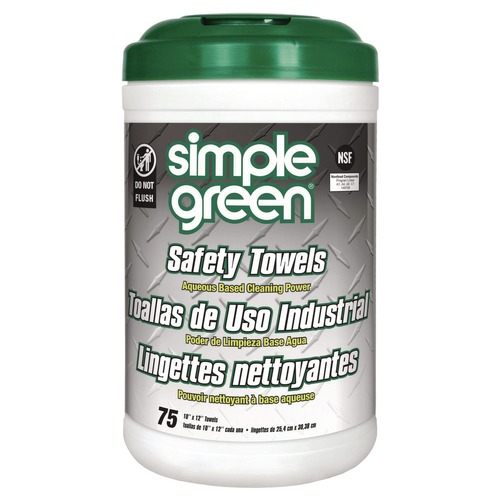Cleaning Cloths & Wipes | Simple Green 3810000613351 10 in. x 11 3/4 in. 1-Ply Safety Towels - Unscented (75/Canister, 6 Canisters/Carton) image number 0