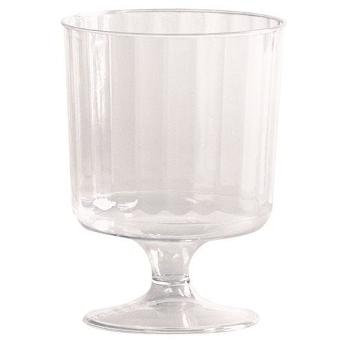 Cups | WNA WNA CCW5240 5 oz. Fluted Classic Crystal Plastic Wine Glasses on Pedestals - Clear (10/Pack, 24 Packs/Carton) image number 0