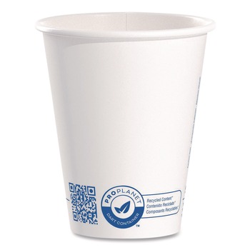 SOLO 378RC-PLANET Recycled Content PCF Paper Hot Cups, ProPlanet Seal, 8 oz, White, 50/Pack