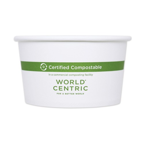 Food Containers & Lids | World Centric BOPA12 4.5 in. Diameter x 2.5 in. h Paper Bowls - White (500/Carton) image number 0