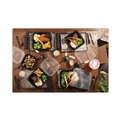Food Storage Containers & Lids | Pactiv Corp. DC109100B000 EarthChoice 1 Compartment 66 oz. 10.5 in. x 9.5 in. x 3 in. Plastic Vented Dual Color Microwavable Hinged Lid Container - Black/Clear image number 7