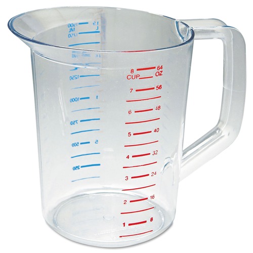Cups | Rubbermaid Commercial FG321700CLR 2 qt. Bouncer Measuring Cup - Clear image number 0