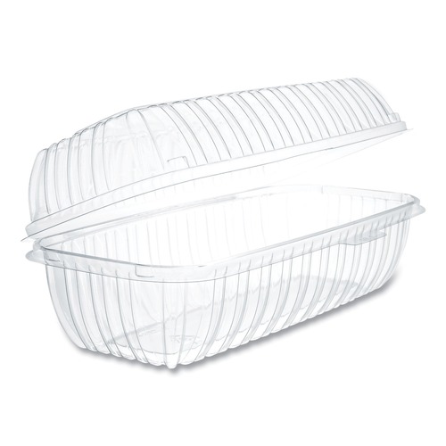 Food Containers & Lids | Dart C99HT1 Showtime 5.1 in. x 9.9 in. x 3.5 in. 29.9 oz. Hinged Plastic Hoagie Containers - Clear (200/Carton) image number 0