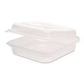 Perforated Roll & Hand Towels | Karat FP-HC99PP-1C Polypropylene Plastic Hinged Container 9.35 x 9.22 x 3.17 Clear Plastic 50/Pack 4 Packs/Carton image number 1