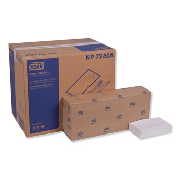 DINNER NAPKINS | Tork NP7380A 3-Ply 17 in. x 16.125 in. 1/8 in. Fold Advanced Dinner Napkin - White (1740/Carton)