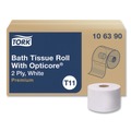 Perforated Roll & Hand Towels | Tork 106390 2-Ply Septic Safe Premium Bath Tissue Roll with OptiCore - White (36/Carton) image number 2