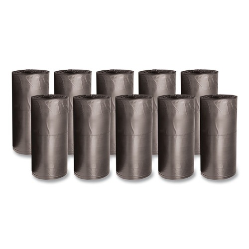 High-Density Trash Bags | GEN H7658UK G 60 gal. 1.6 mil Waste Can Liners - Black (10 Bags/Roll, 10 Rolls/Carton) image number 0