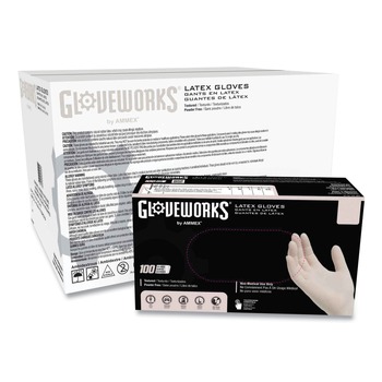  | Ammex TLF46100 4 mil Powder-Free Latex Disposable Gloves - Large, Ivory (1000/Carton)