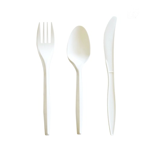 Cutlery Kits | Boardwalk BWK3COMBOKITPP 6.97 in. Plastic Mediumweight Fork/Knife/Spoon 3-Piece Cutlery Kit - White (250/Carton) image number 0