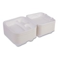 Perforated Roll & Hand Towels | Eco-Products EP-HC83NFA Vanguard 8 in. x 8 in. x 3 in. 3-Compartments Renewable and Compostable Sugarcane Clamshells - White (200/Carton) image number 0