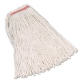 Mop Heads | Rubbermaid Commercial FGF11900WH00 32 oz. Premium Cut-End Cotton Mop - White/Orange (12/Carton) image number 1