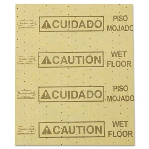 Sorbents | Rubbermaid Commercial FG425200YEL 16.5 in. x 20 in. 16 oz. Caution Wet Floor Over-the-Spill Pad (22 Sheets/Pack) image number 0